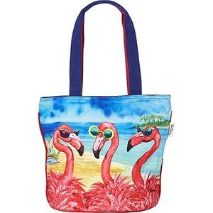 Sun 'N' Sand Flamingo Friends in Sunglasses Medium Tote, Paul Brent Art